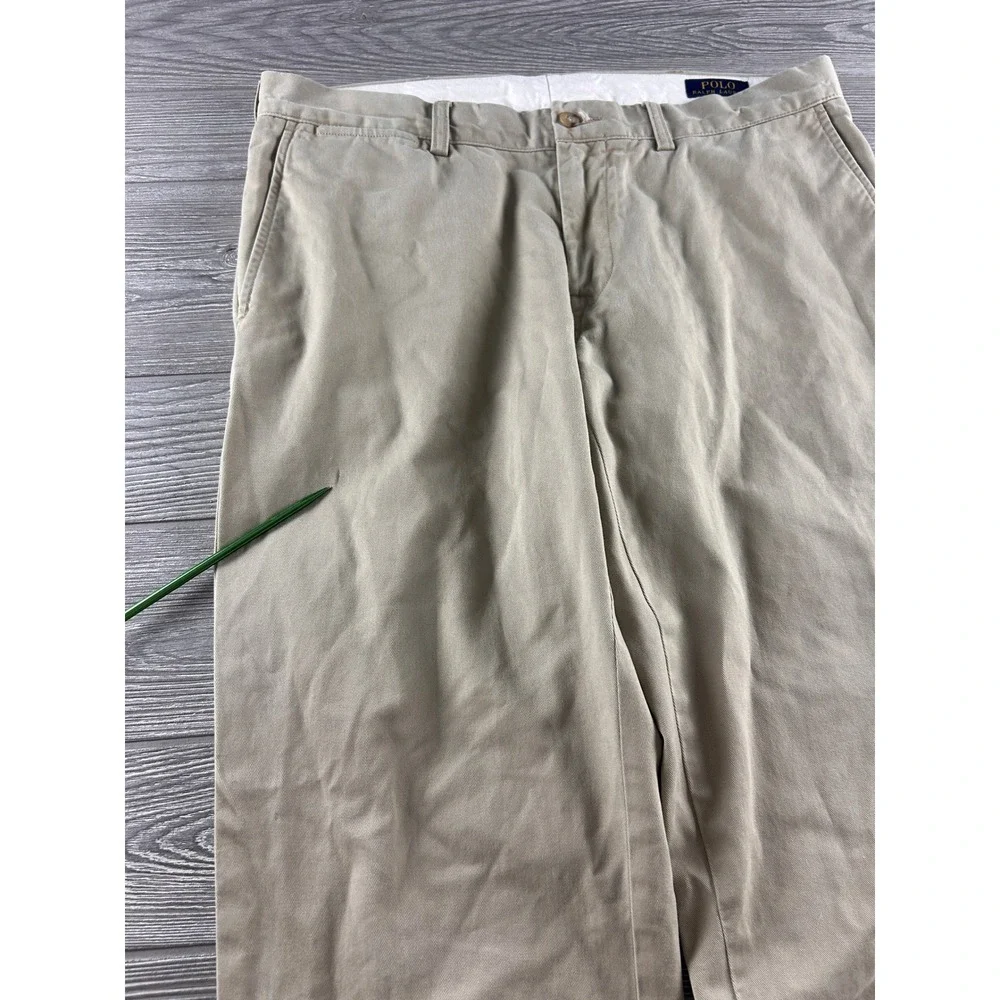 Polo Ralph Lauren Mens Chinos Khaki Tan Cotton Twill Pants 36x30 Straight Leg
